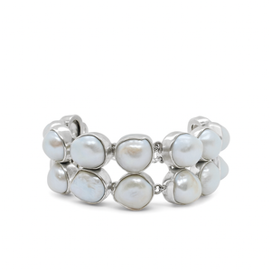 Lumière Double-Strand Baroque Pearl Bracelet - Sterling Silver Biwa Pearls