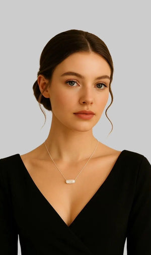 Lustre Necklace - 925 Sterling Silver Biwa Pearl Necklace