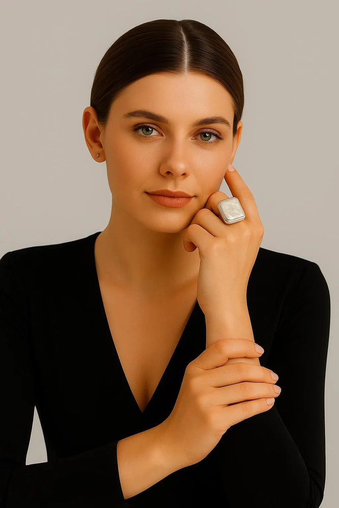 Lucent Ring – Freeform Biwa Pearl in Sterling Silver